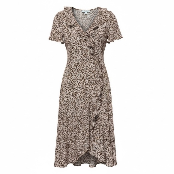 Love Riche Dresses & Skirts - Loveriche Rust Floral Ruffle Midi Dress Flutter Sleeve – Large